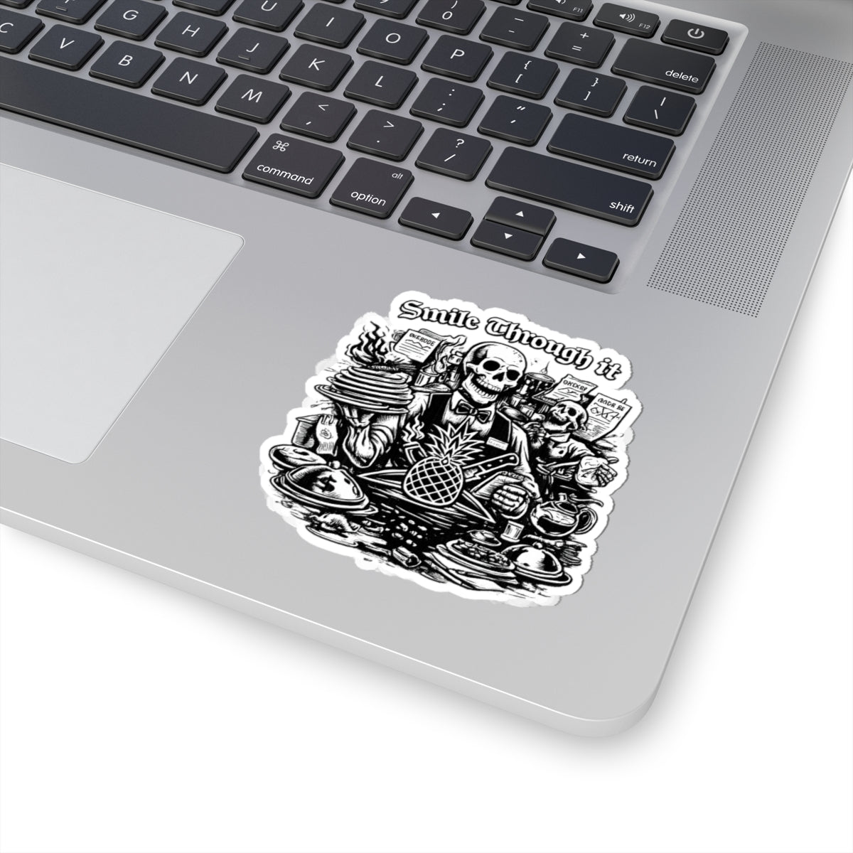 Smile Through It Skull Vinyl Sticker