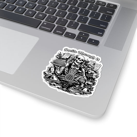 Smile Through It Skull Vinyl Sticker